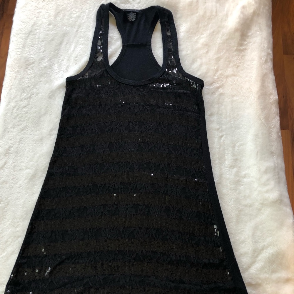 Black sequin Razorback tank size‎ S